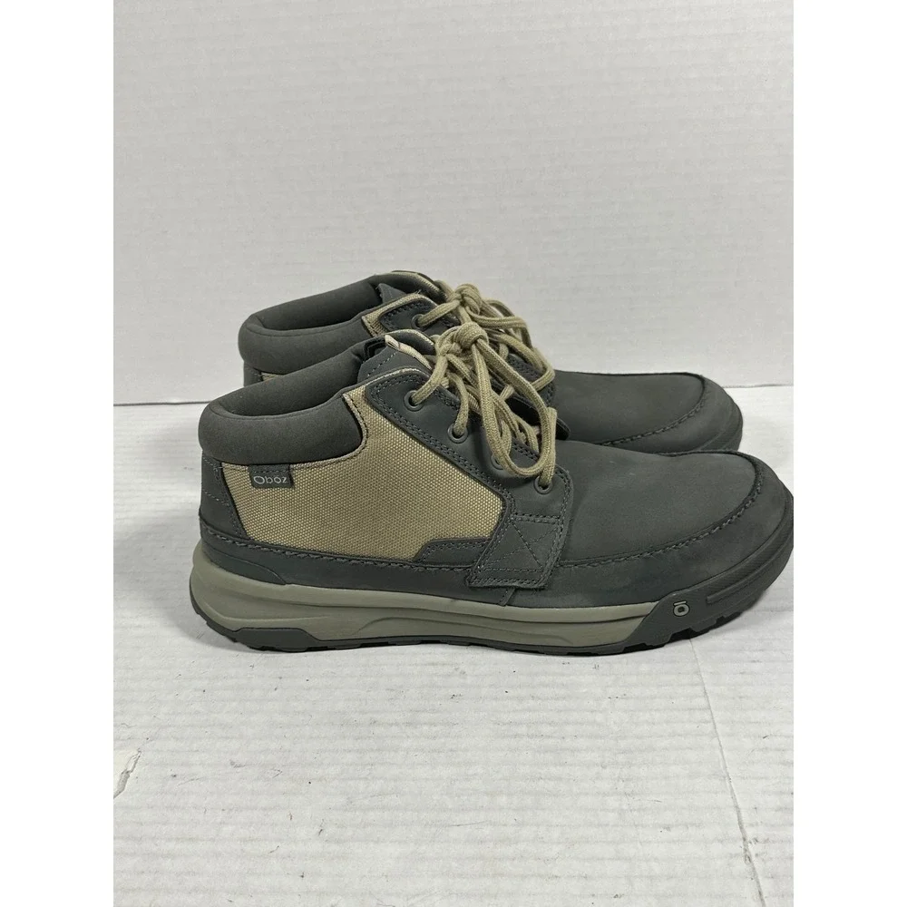 Oboz Burke Mid Mens 10.5 Gray Tan Nubuck Leather Hiking Shoes GW79201NI0423M